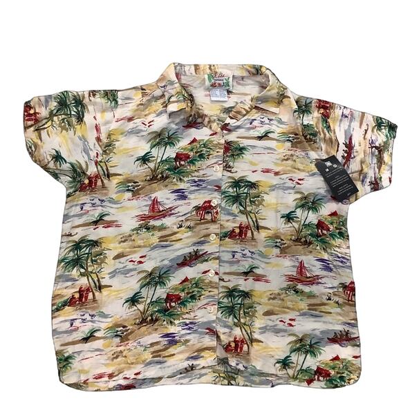 Vintage At Last Hawaiian print button down Shirt - Picture 1 of 3